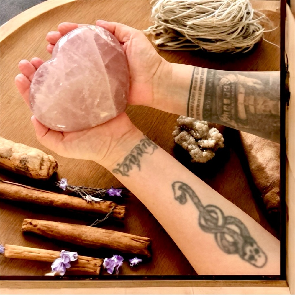 Pink Heart-Shaped Rose quartz Crystal 2lbs 6.8 oz